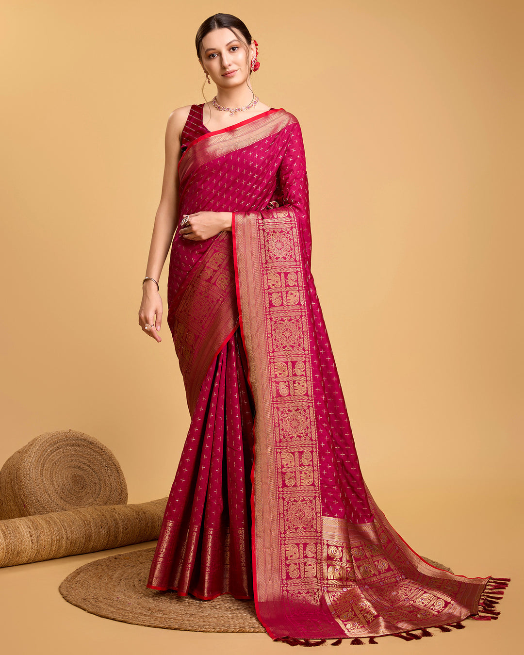 Designer Soft-Silk Saree | Weaving Jacquard Double Jari for Festive Occasions