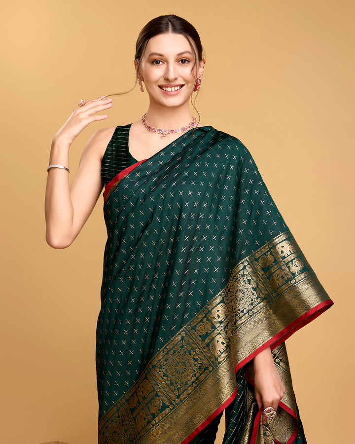 Designer Soft-Silk Saree | Weaving Jacquard Double Jari for Festive Occasions