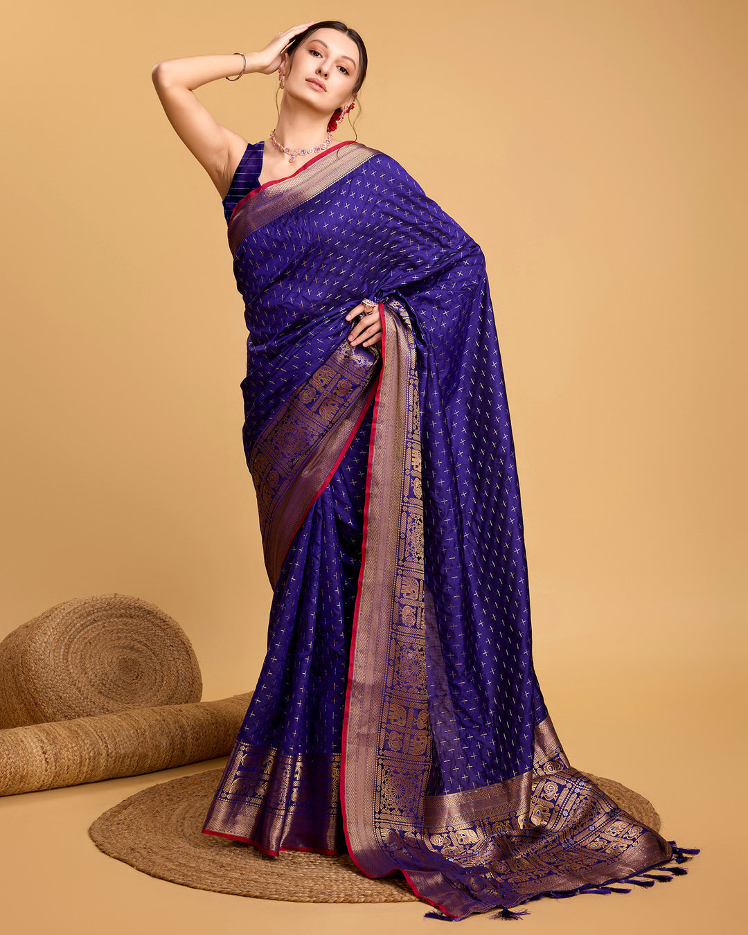 Designer Soft-Silk Saree | Weaving Jacquard Double Jari for Festive Occasions