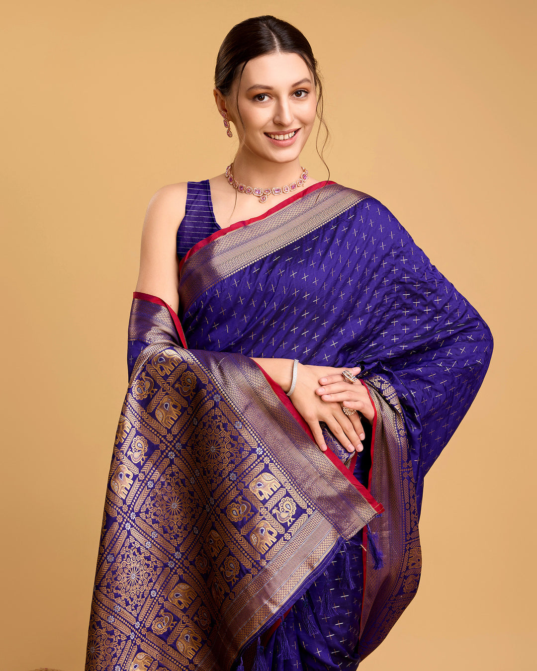 Designer Soft-Silk Saree | Weaving Jacquard Double Jari for Festive Occasions