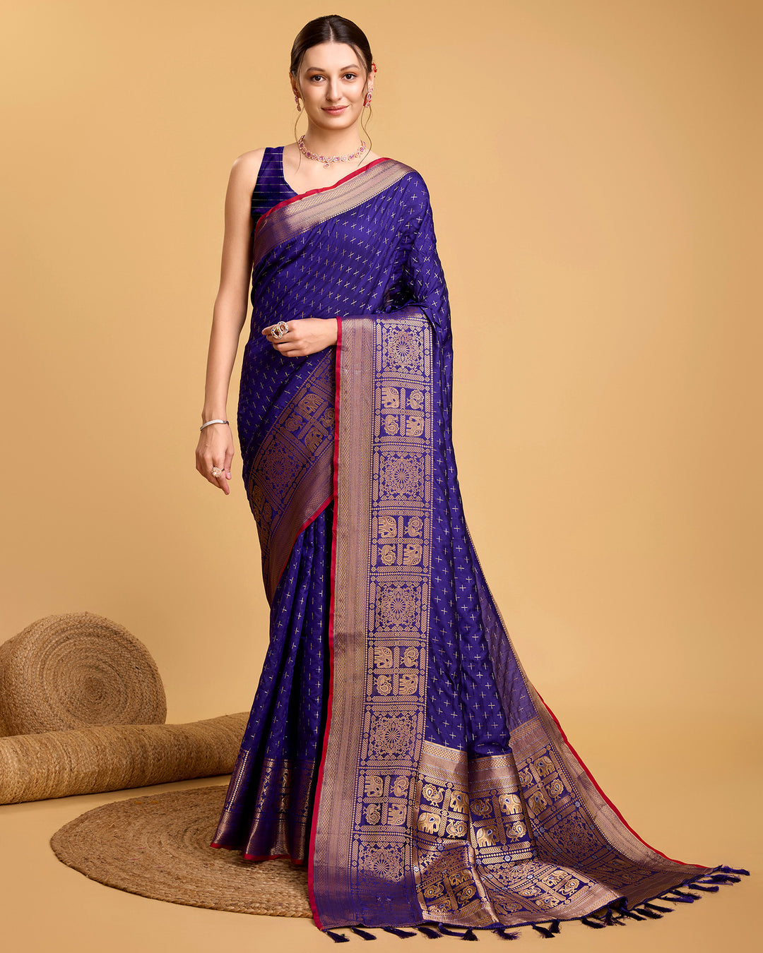 Designer Soft-Silk Saree | Weaving Jacquard Double Jari for Festive Occasions