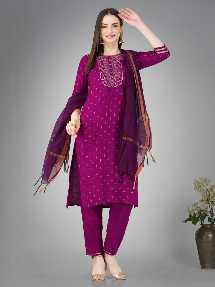 Stylish Cotton Magic Slub | Designer Printed Suit Set for Women