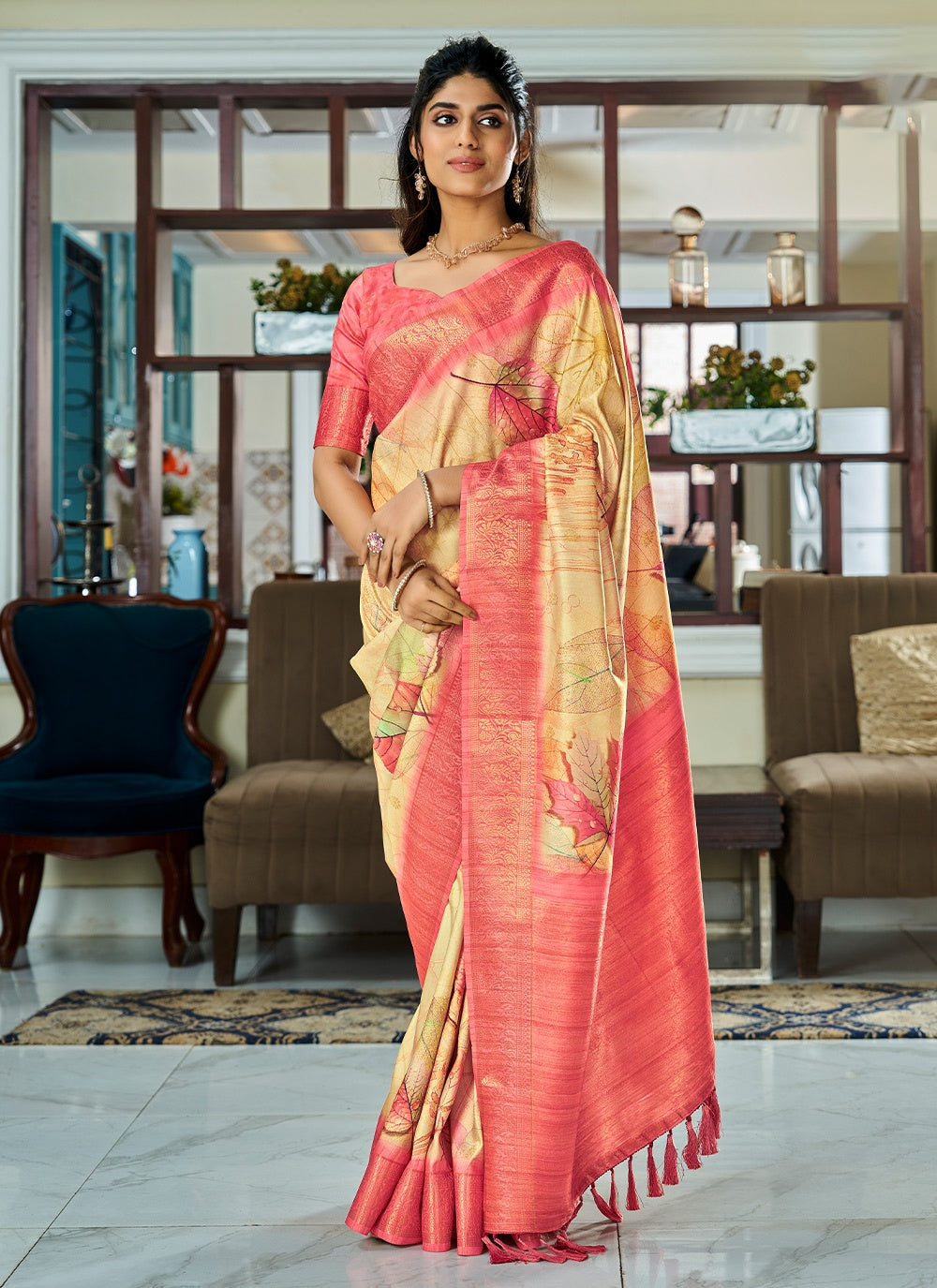 Handloom Kotha Silk Saree | Designer Weaving & Digital Print for Events