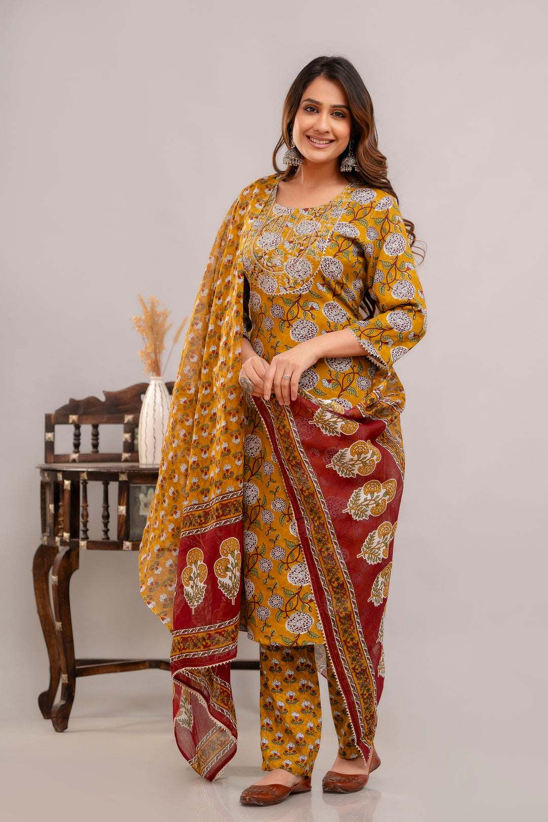 Elegant Designer Suit | Rayon Cotton with Mulmul Cotton Dupatta