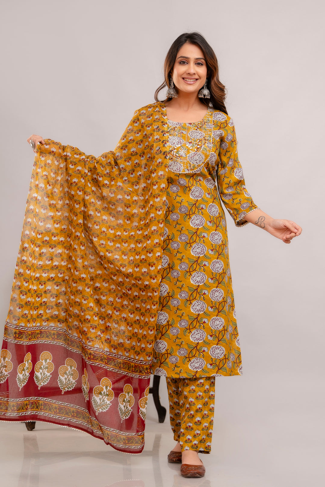 Elegant Designer Suit | Rayon Cotton with Mulmul Cotton Dupatta