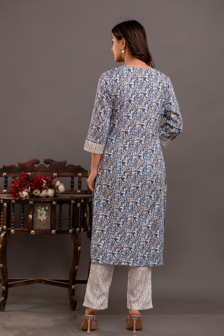 Elegant Rayon Cotton Suit Set | Printed & Embroidered Design