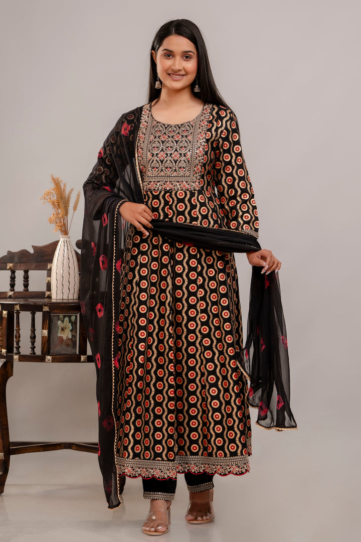 Designer Printed Rayon Cotton Suit | Stylish Embroidery Work with Dupatta