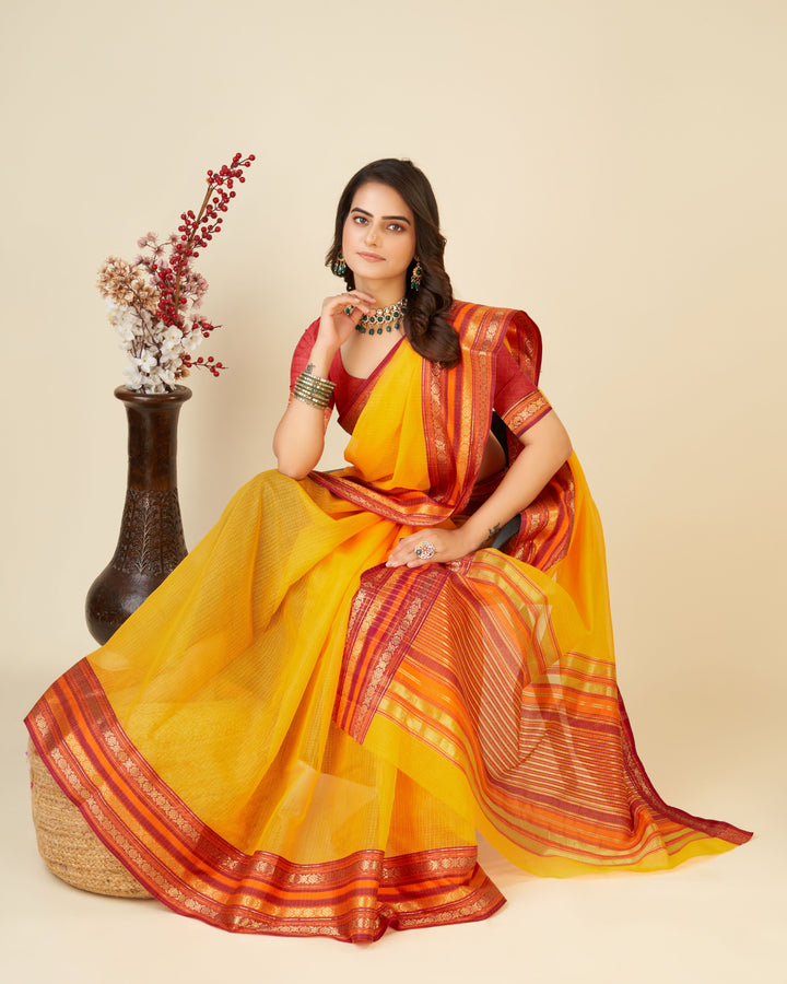 Designer Kota-Doriya Saree for Special Events | Traditional Weaving Work