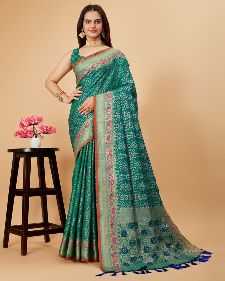 Elegant Patola Silk Saree | Designer Meenakari Weaving for Wedding Wear