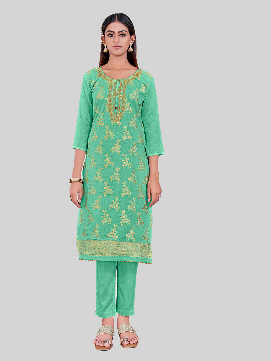 Elegant Kurti Set for Women | Three-Quarter Sleeves & Round Neck | Party Wear