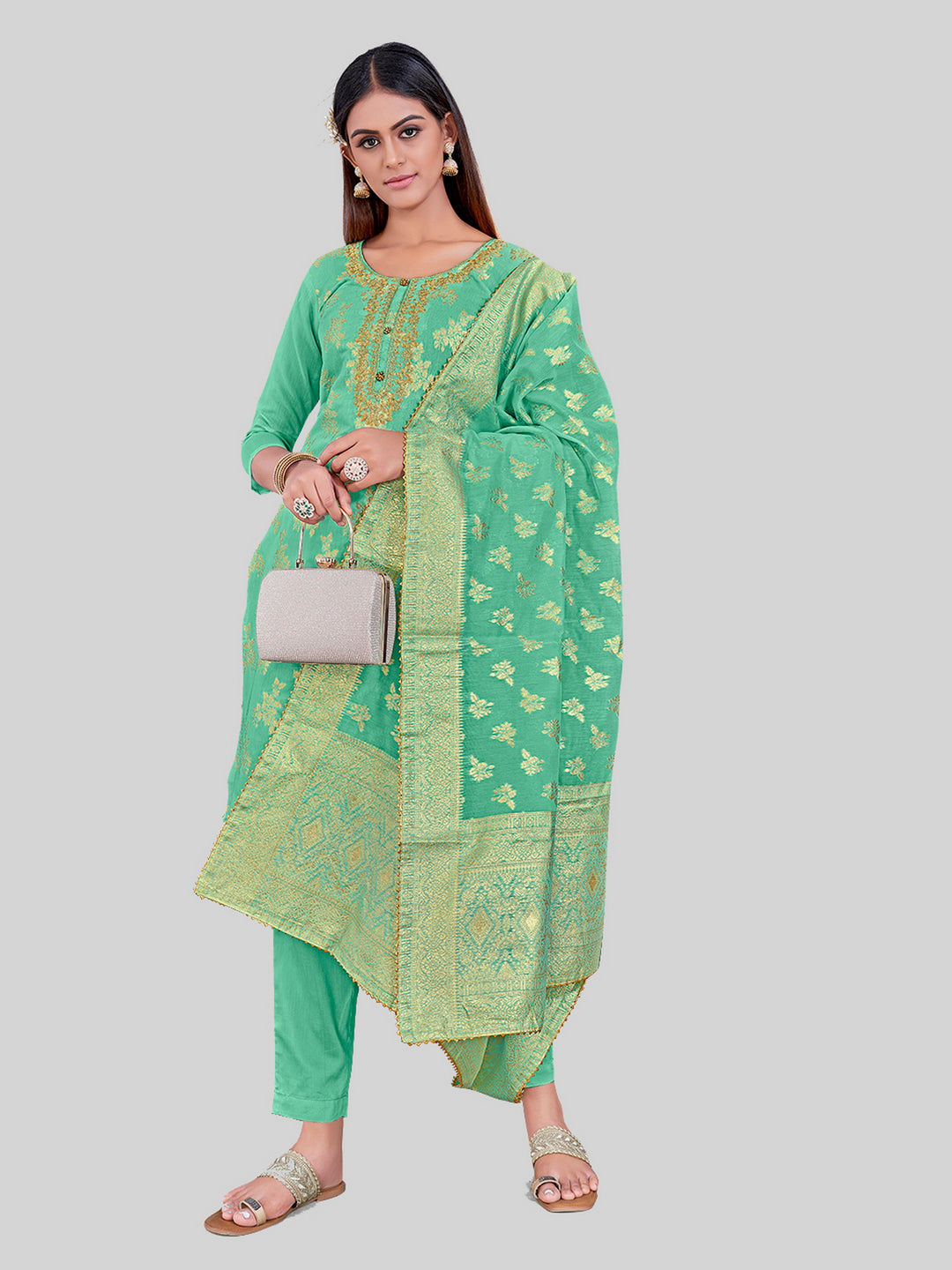 Elegant Kurti Set for Women | Three-Quarter Sleeves & Round Neck | Party Wear