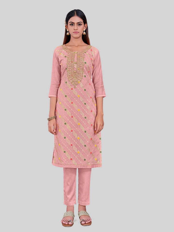 Elegant Kurti Set for Women | Three-Quarter Sleeves & Round Neck | Party Wear