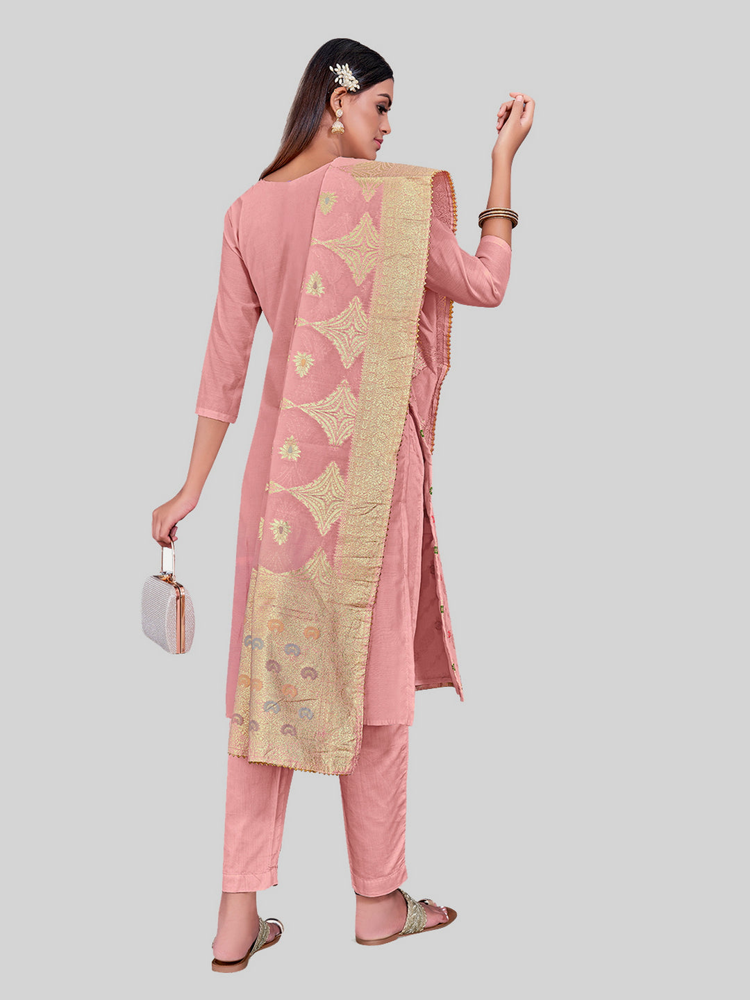 Elegant Kurti Set for Women | Three-Quarter Sleeves & Round Neck | Party Wear