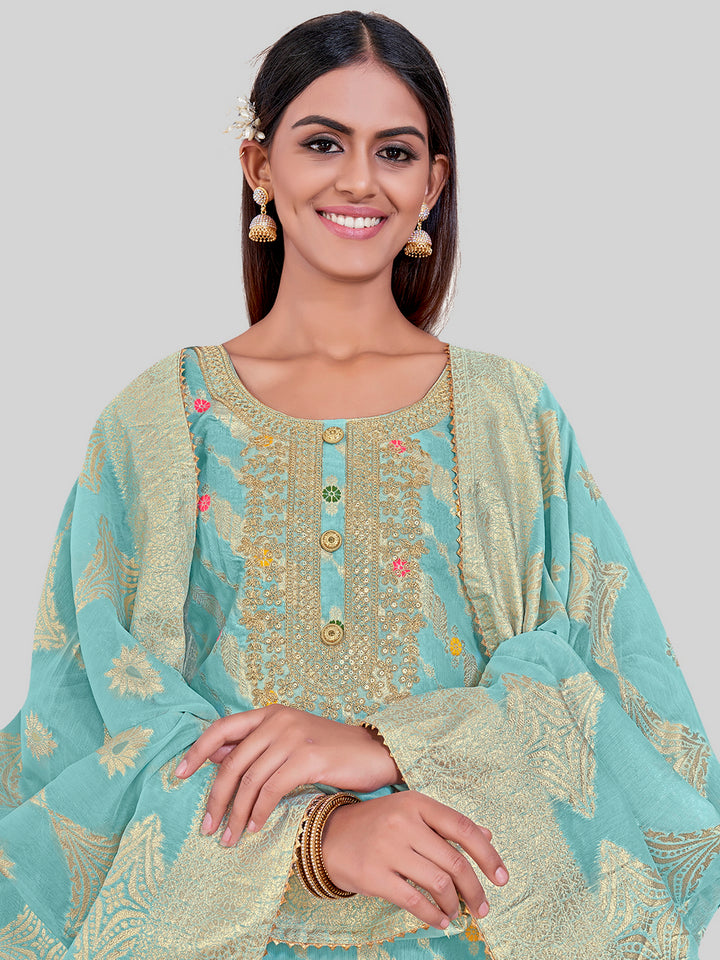 Elegant Kurti Set for Women | Three-Quarter Sleeves & Round Neck | Party Wear