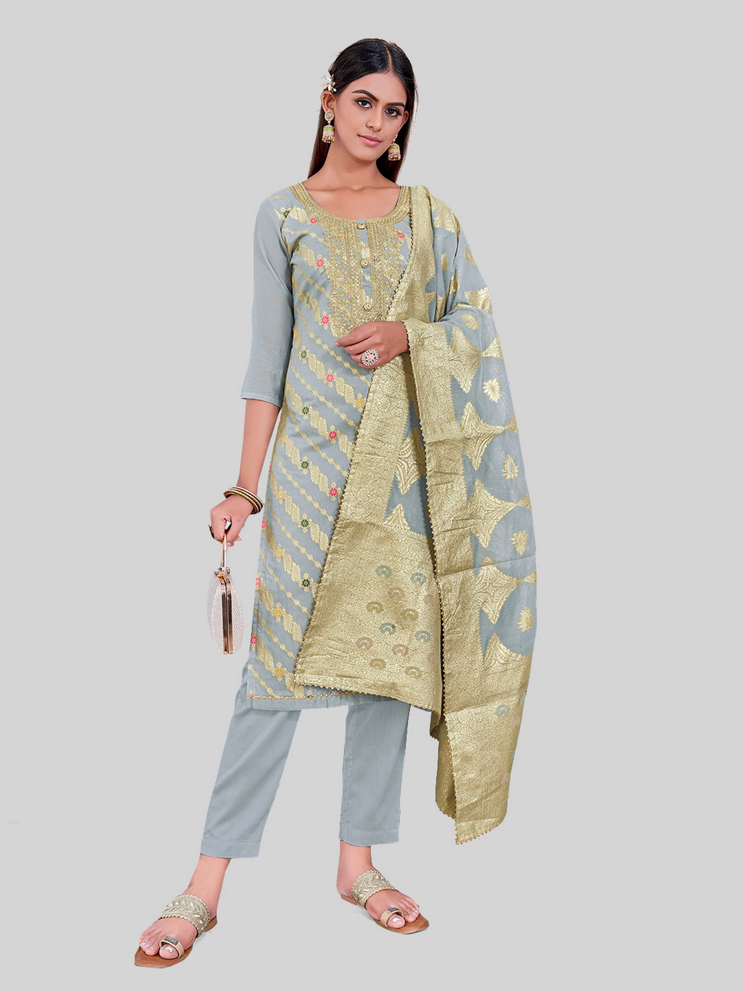 Elegant Kurti Set for Women | Three-Quarter Sleeves & Round Neck | Party Wear