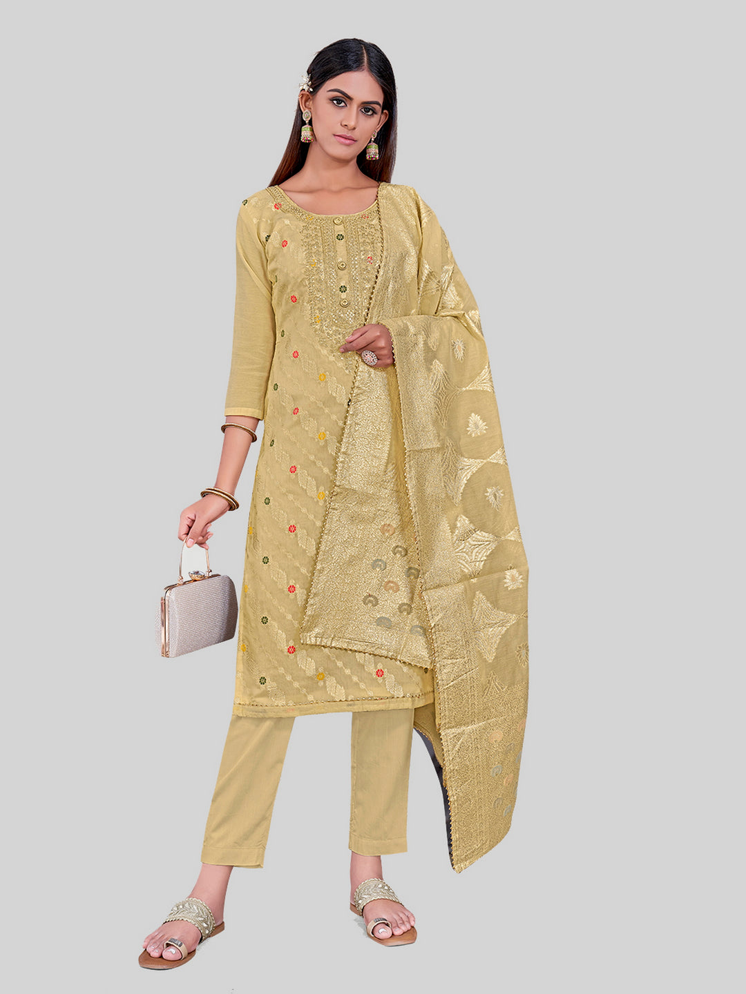 Elegant Kurti Set for Women | Three-Quarter Sleeves & Round Neck | Party Wear