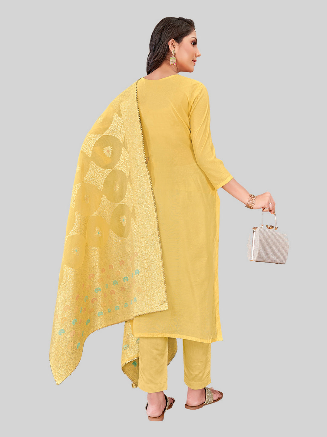 Stylish Kurti Set for Women | Santoon Bottoms & Lurex Dupatta | Festive Look