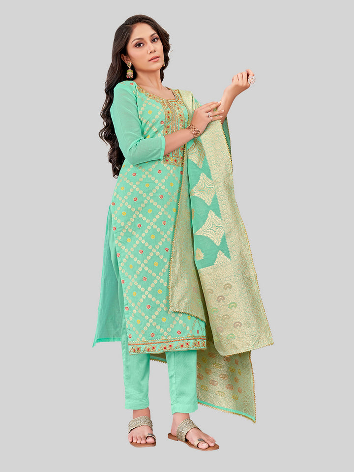 Stylish Kurti Set for Women | Santoon Bottoms & Lurex Dupatta | Festive Look