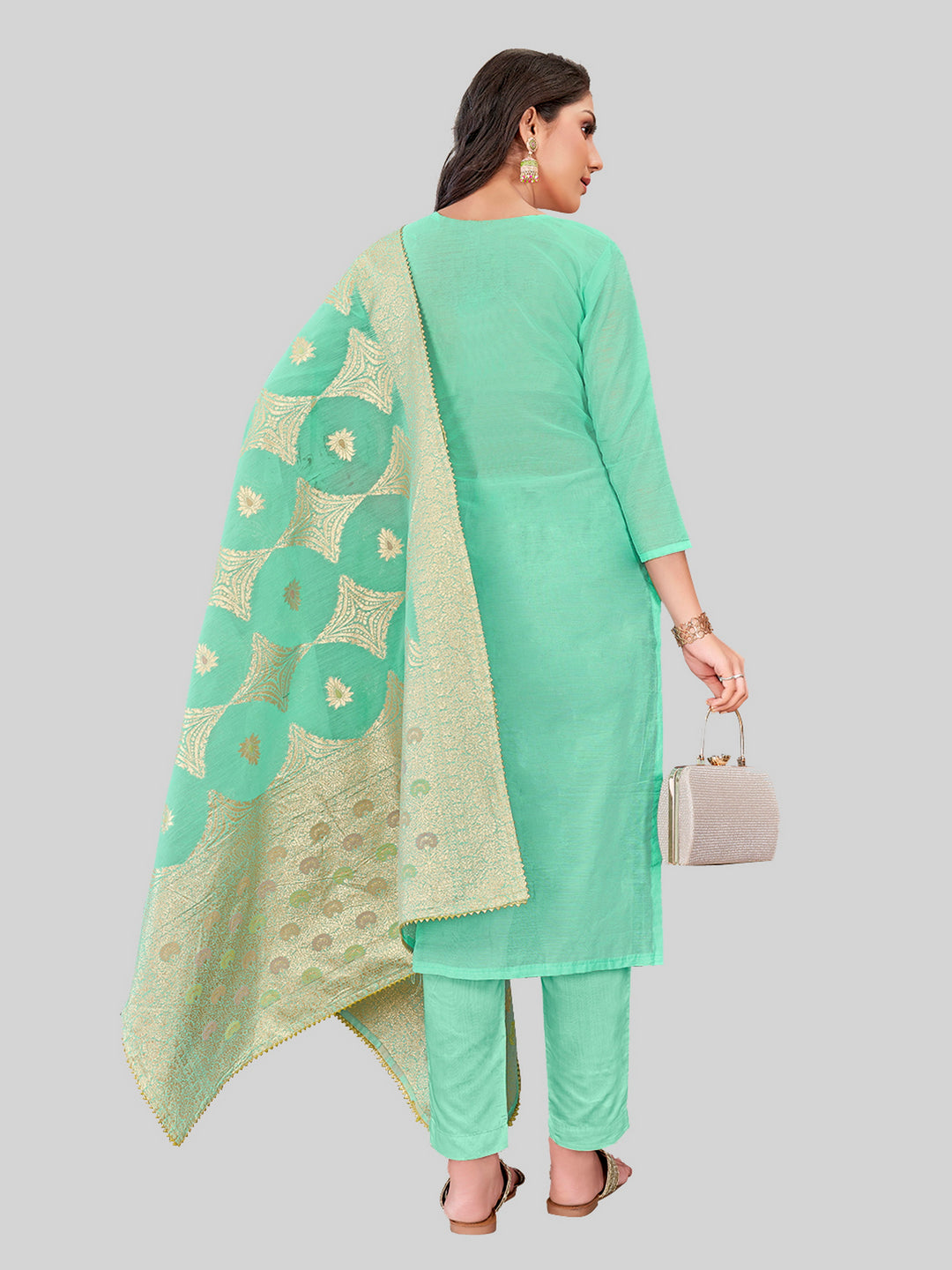 Stylish Kurti Set for Women | Santoon Bottoms & Lurex Dupatta | Festive Look