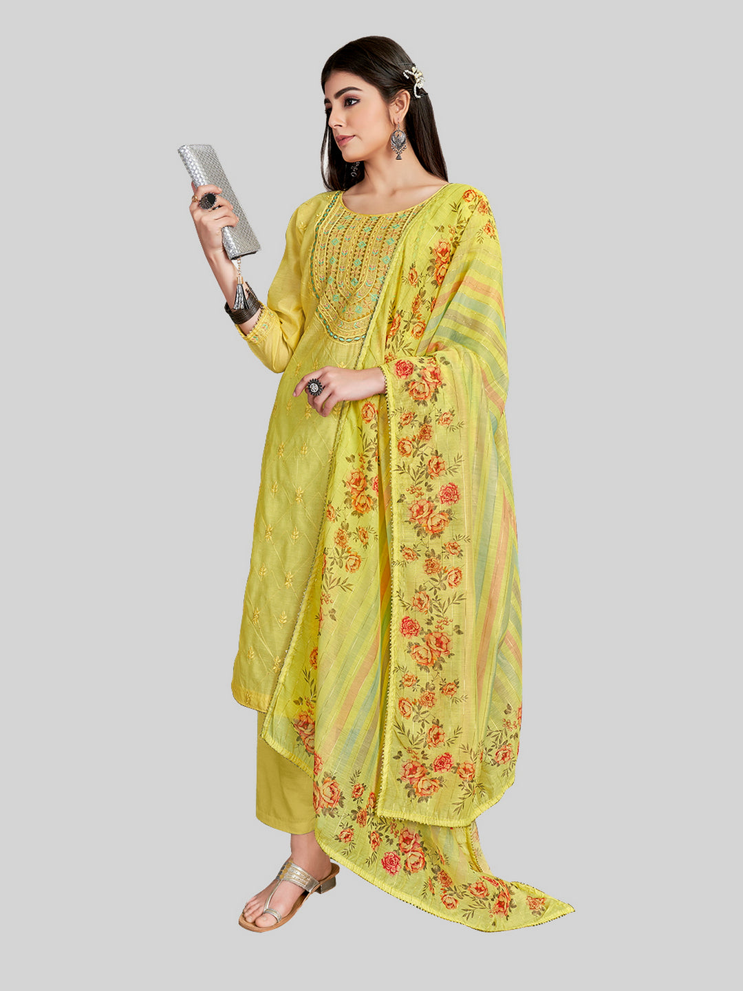 Stylish Kurti Set | Lurex Dupatta & Chanderi Silk Fabric | Wedding Party Wear