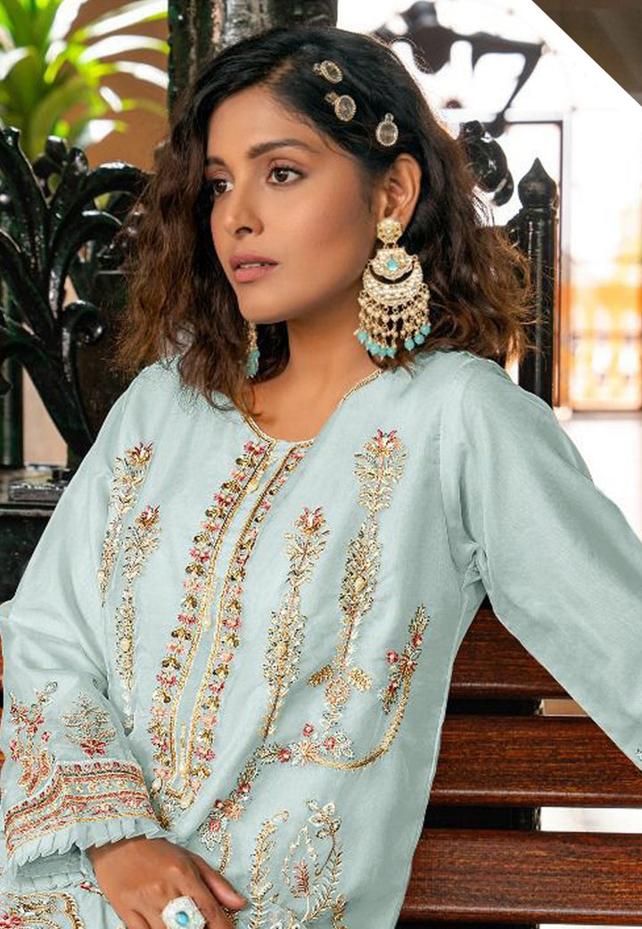 Indian Style Kurti Set | Embroidery Work & Full Sleeves Office And Party Wear