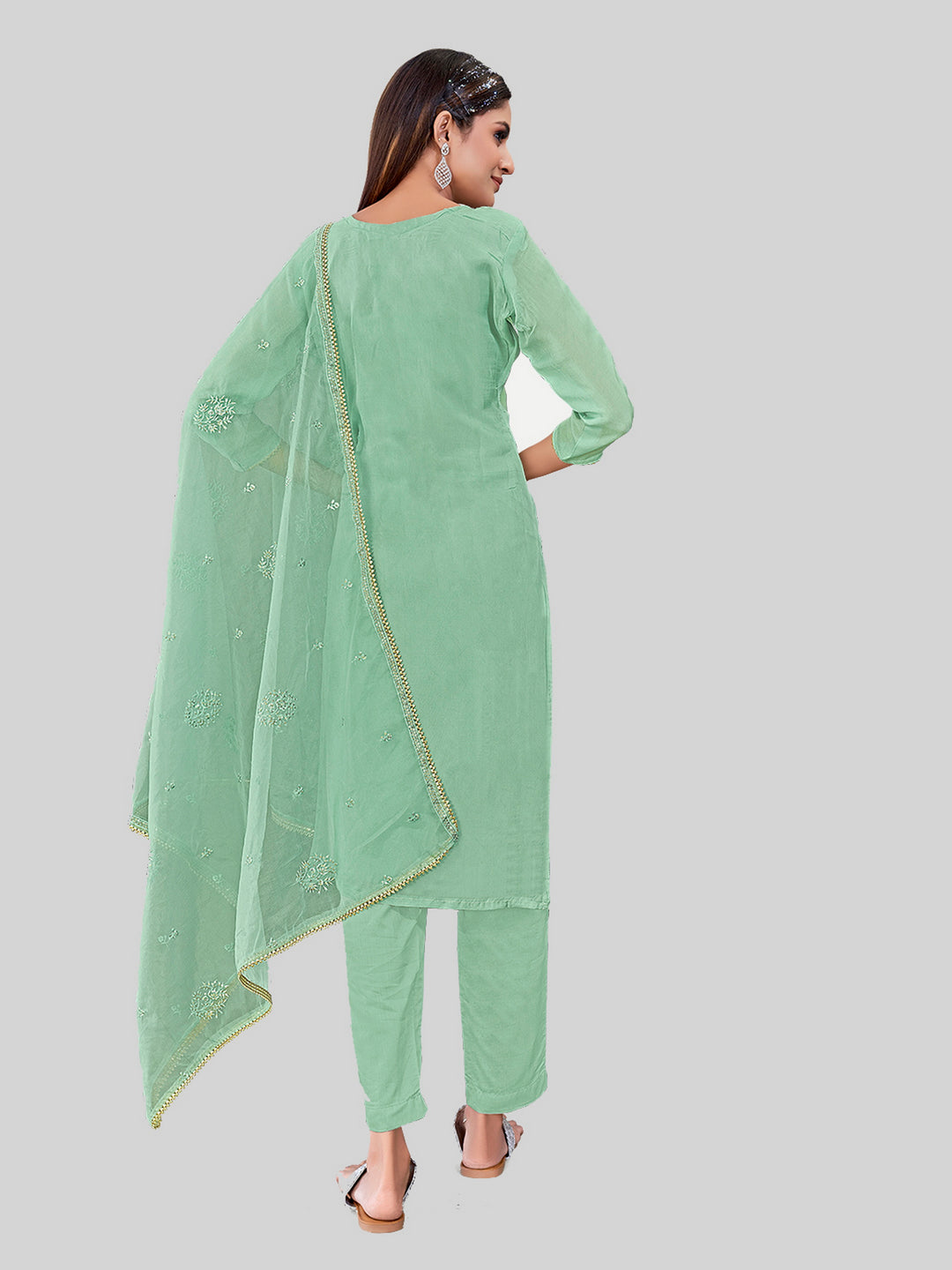 Designer Embroidery Work Salwar Suit | Chanderi Silk with Organza Dupatta