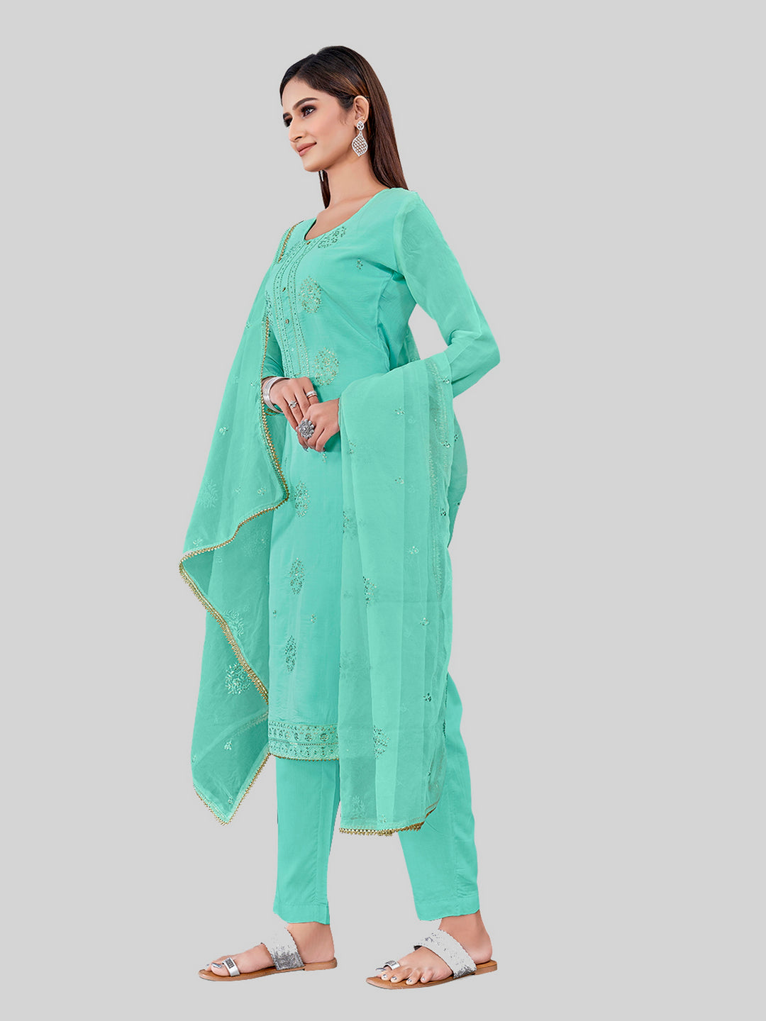 Designer Embroidery Work Salwar Suit | Chanderi Silk with Organza Dupatta