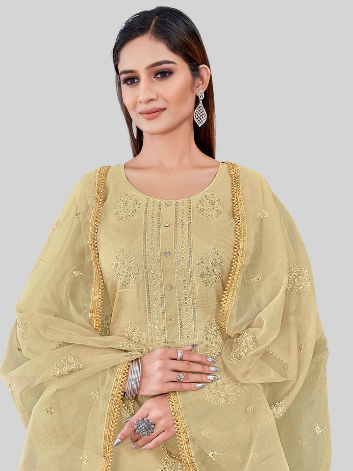 Designer Embroidery Work Salwar Suit | Chanderi Silk with Organza Dupatta