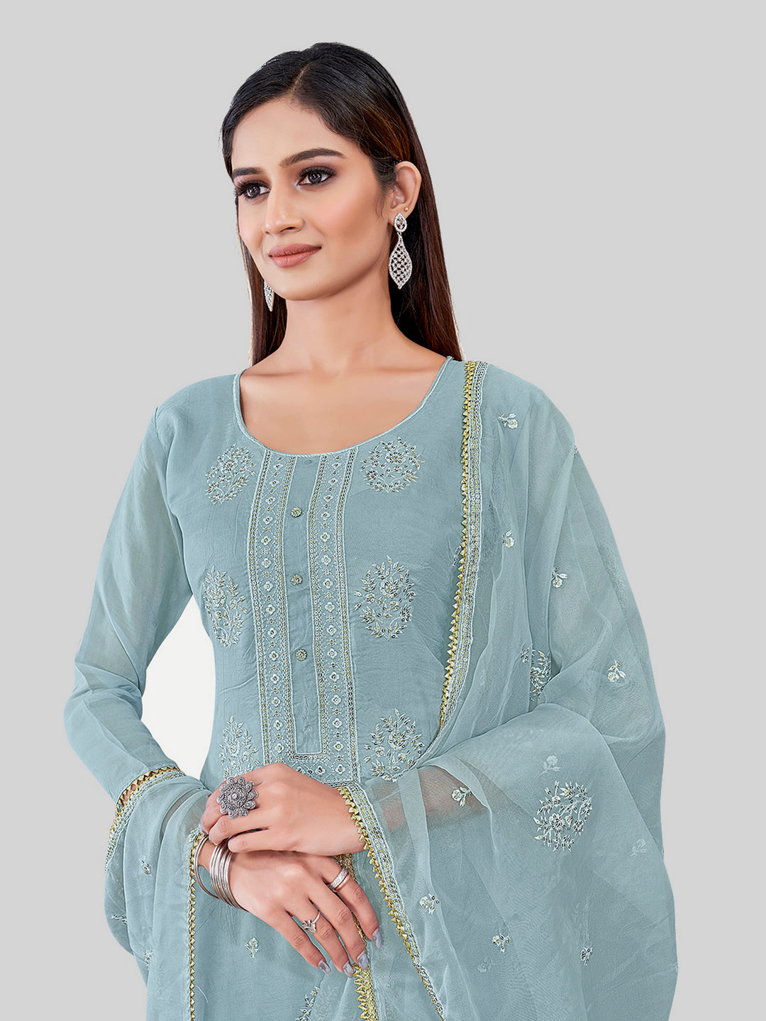 Designer Embroidery Work Salwar Suit | Chanderi Silk with Organza Dupatta