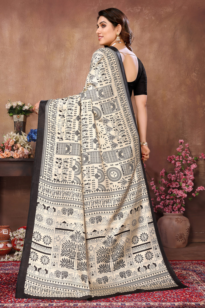 Designer-Printed Khadi Saree for Weddings | Traditional Festive Attire