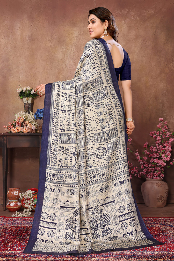 Designer-Printed Khadi Saree for Weddings | Traditional Festive Attire