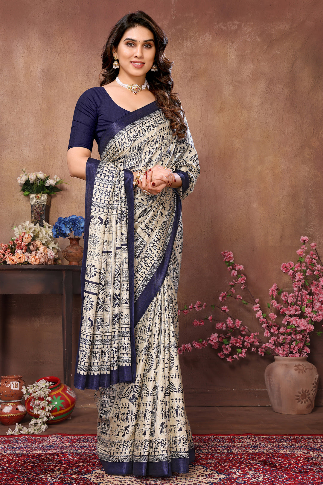 Designer-Printed Khadi Saree for Weddings | Traditional Festive Attire