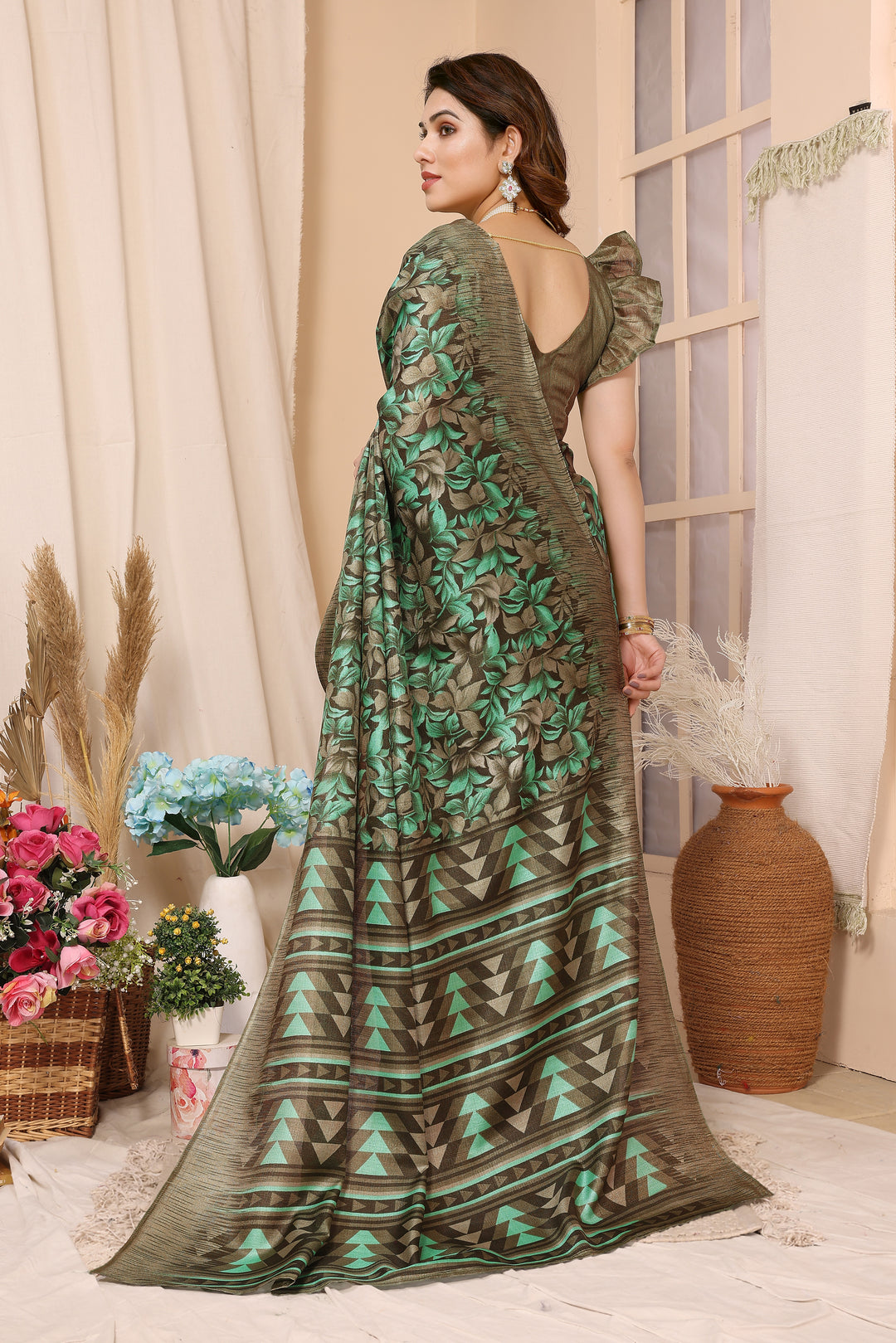 Designer-Printed Khadi Saree | Elegant Wedding & Festive Wear