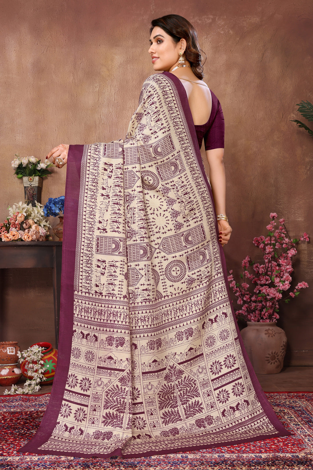 Designer-Printed Khadi Saree for Weddings | Traditional Festive Attire