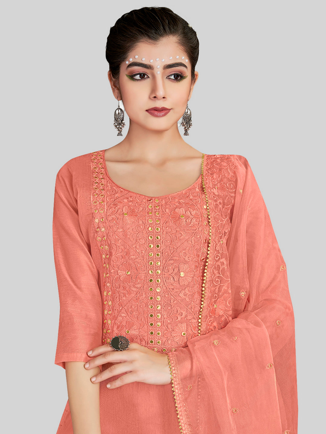 Designer Embroidery Work Salwar Suit | Chanderi Silk with Santoon Bottom