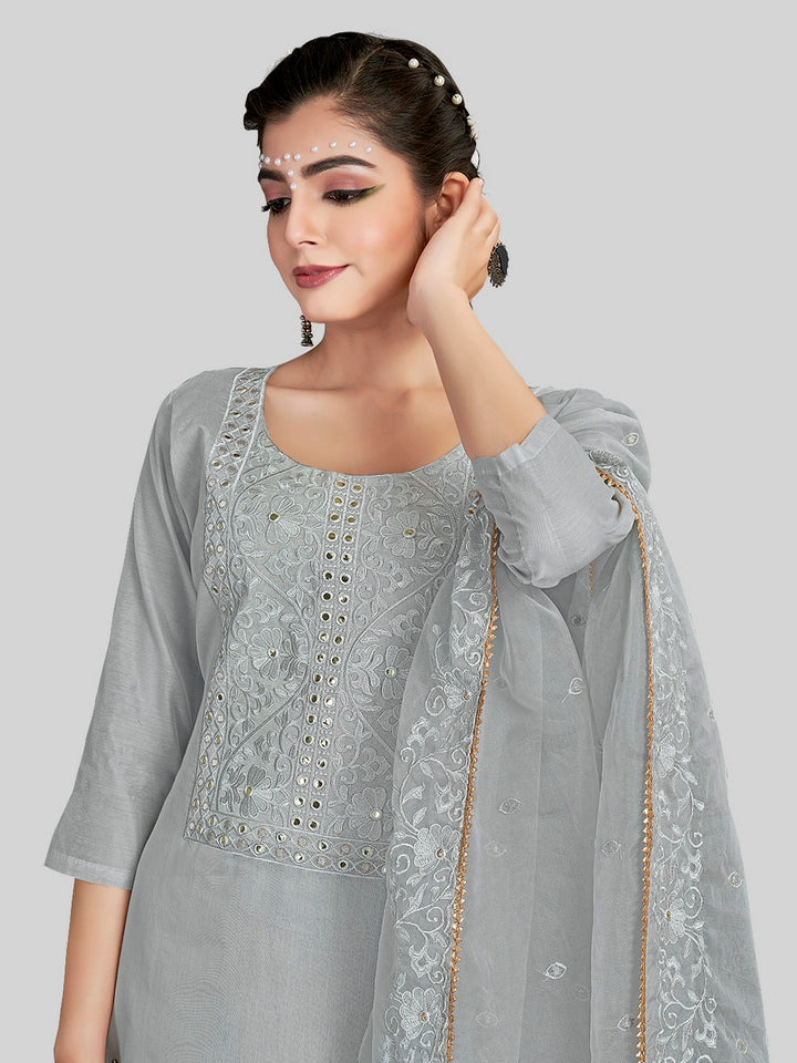 Designer Embroidery Work Salwar Suit | Chanderi Silk with Santoon Bottom