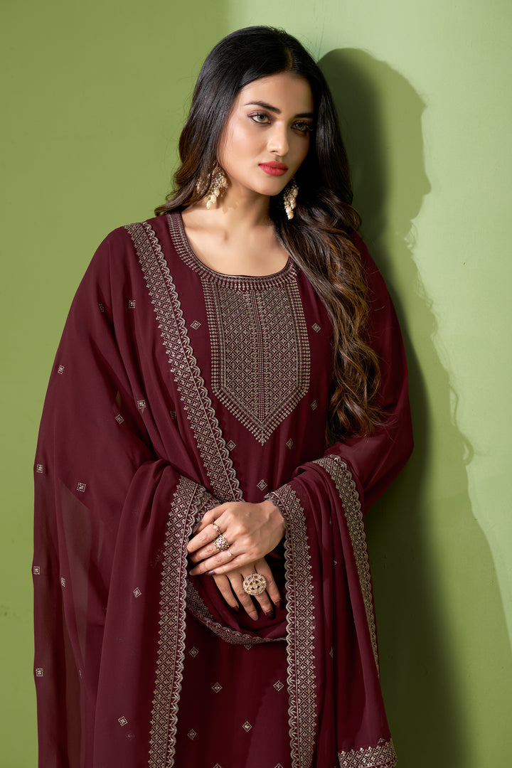 Heavy Designer Embroidery Salwar Suit | Georgette & Santoon Pair