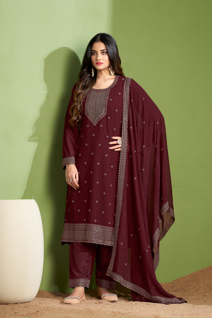 Heavy Designer Embroidery Salwar Suit | Georgette & Santoon Pair