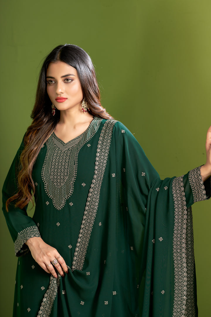 Heavy Designer Embroidery Salwar Suit | Georgette & Santoon Pair