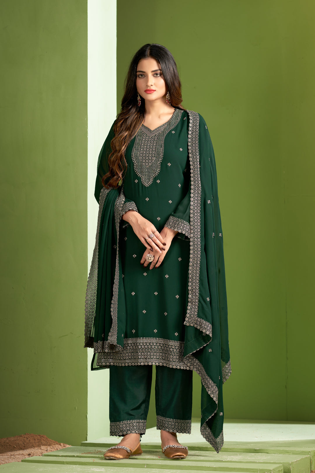 Heavy Designer Embroidery Salwar Suit | Georgette & Santoon Pair