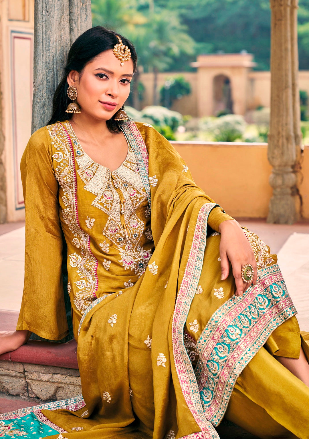 Designer Salwar Suits | Heavy Embroidery Work on Chinon Fabric