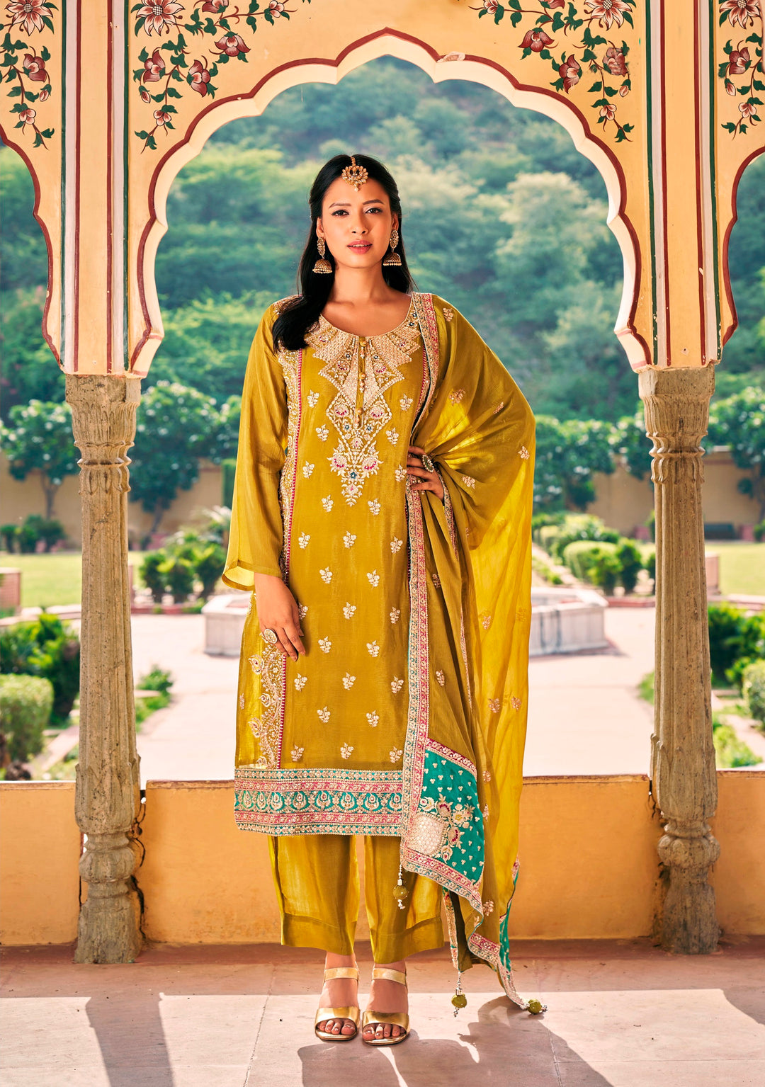 Designer Salwar Suits | Heavy Embroidery Work on Chinon Fabric