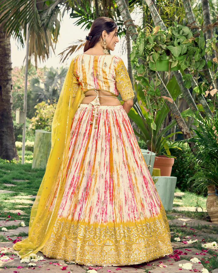 Designer Chinon Lehenga Choli | Jari Sequins & Digital Print for Festive Wear