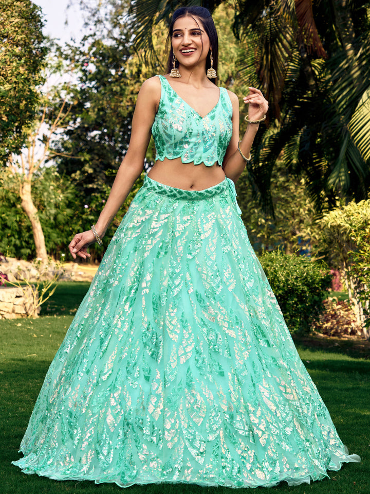 Soft Net Lehenga Choli | Designer Thread & Sequins Embroidery for a Stylish Look