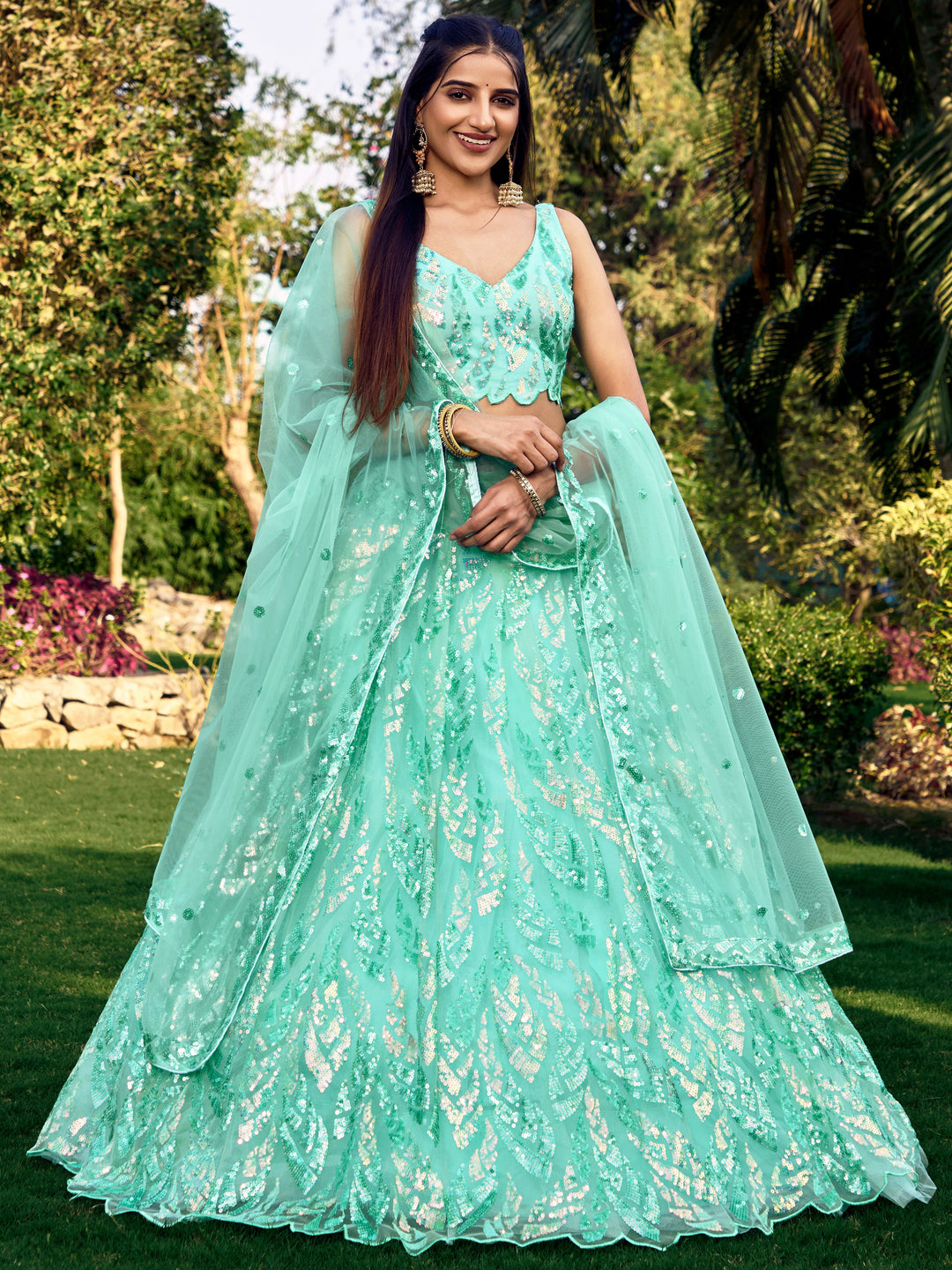 Soft Net Lehenga Choli | Designer Thread & Sequins Embroidery for a Stylish Look