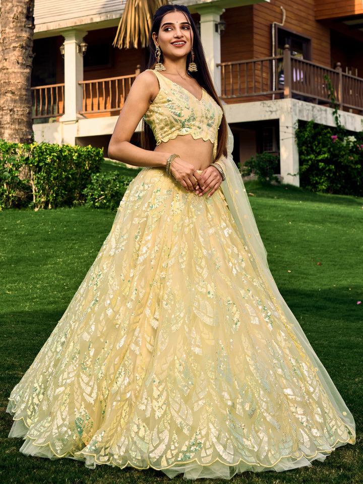 Soft Net Lehenga Choli | Designer Thread & Sequins Embroidery for a Stylish Look