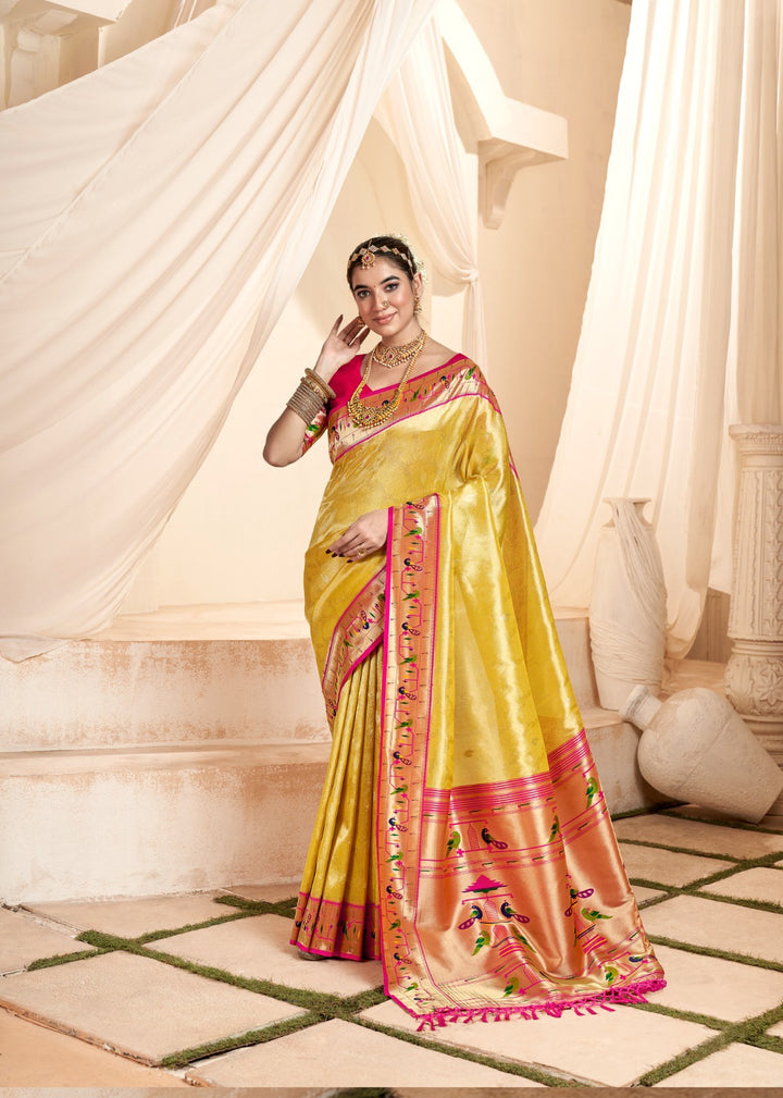 Tissue-Silk Saree with Jari Weaving | Designer Wedding & Festive Wear