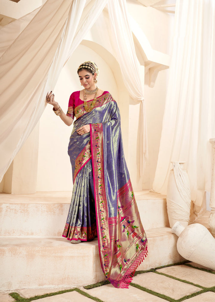 Tissue-Silk Saree with Jari Weaving | Designer Wedding & Festive Wear