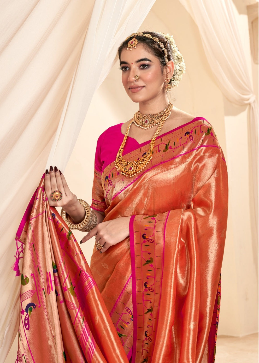 Tissue-Silk Saree with Jari Weaving | Designer Wedding & Festive Wear