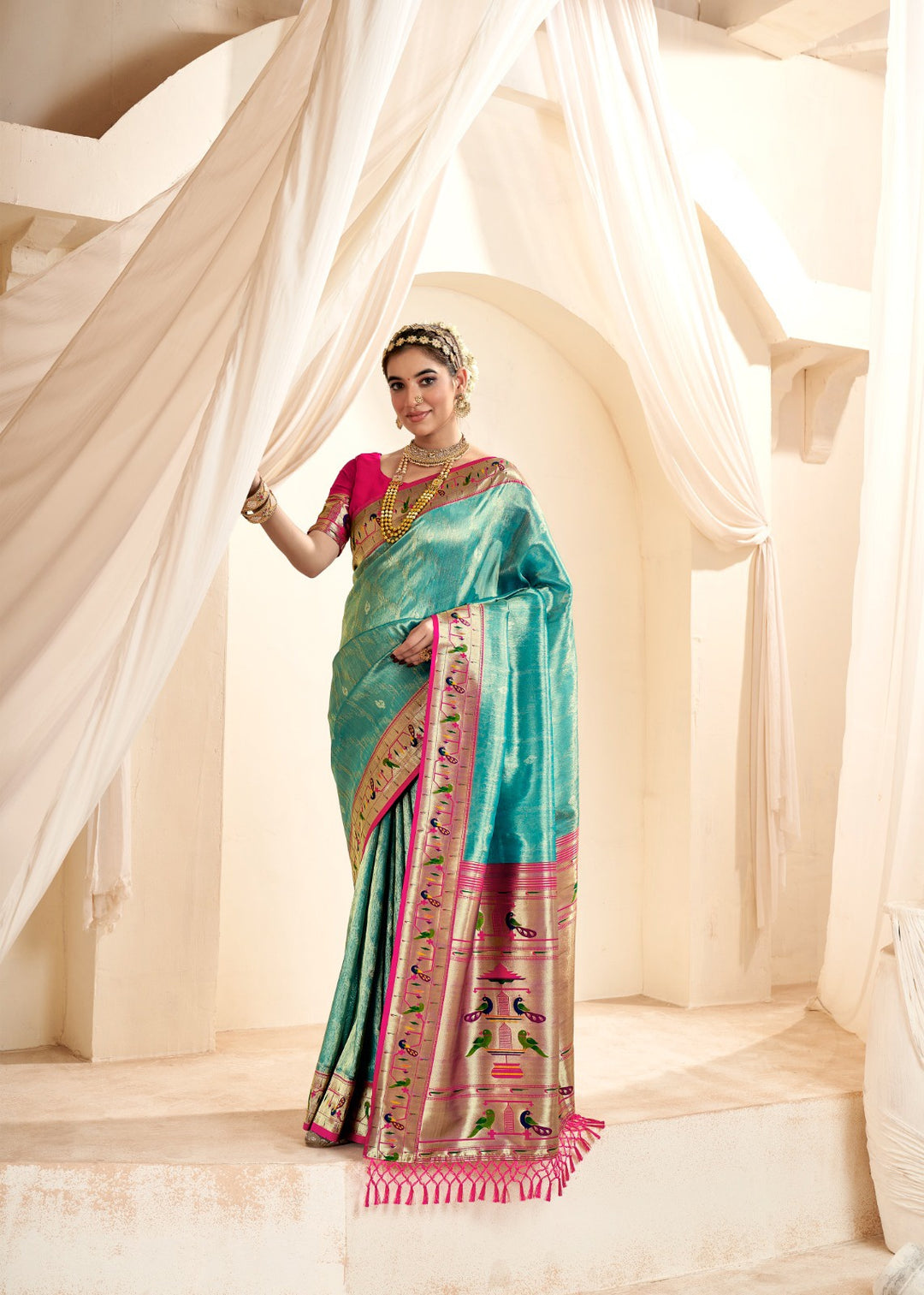 Tissue-Silk Saree with Jari Weaving | Designer Wedding & Festive Wear